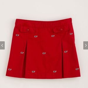 Vineyard Vines girls red embroidered whales pleated skirt